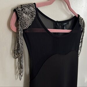 Forever 21 Black Mini Dress with Silver Embellishments